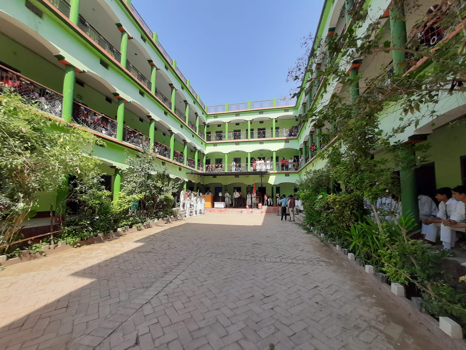 Students in front of Awasiya Public School